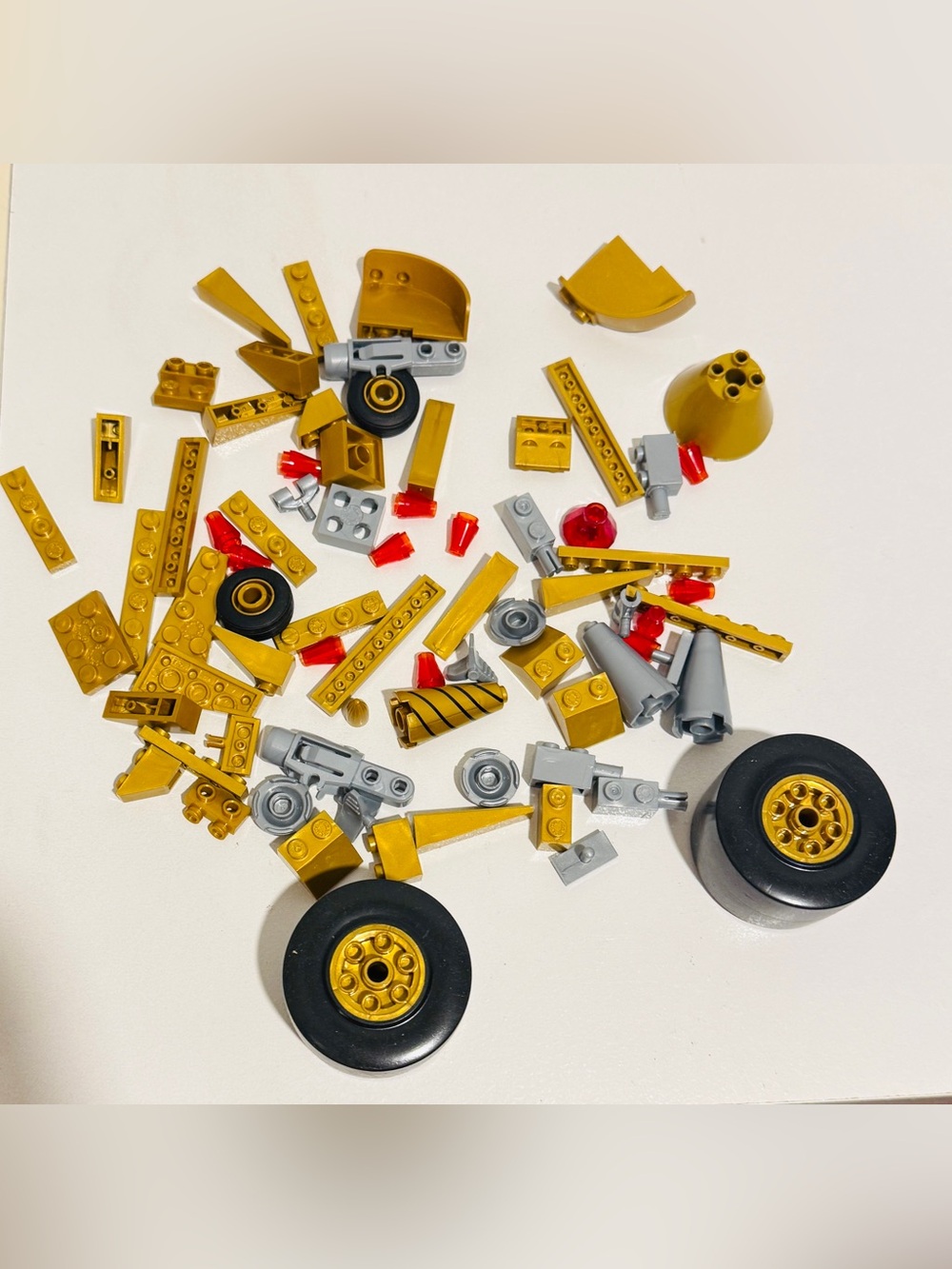 Mega Bloks / Mega Construx Gold Vehicle Replacement Parts & Wheels Lot